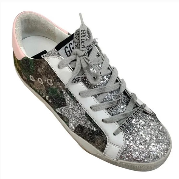 Golden Goose Shoes - SUPERSTAR SNEAKER GREEN CAMO/SILVER